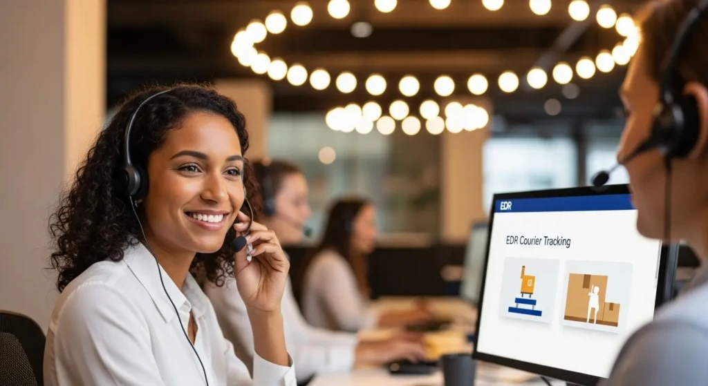 EDR courier customer service representative providing tracking assistance