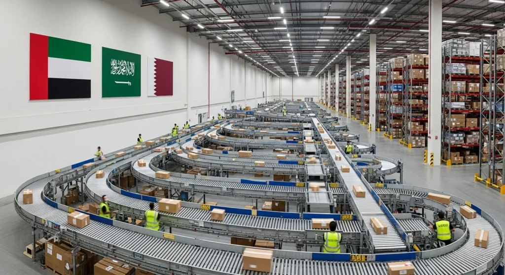 Sairaj International warehouse sorting facility for Middle East shipments