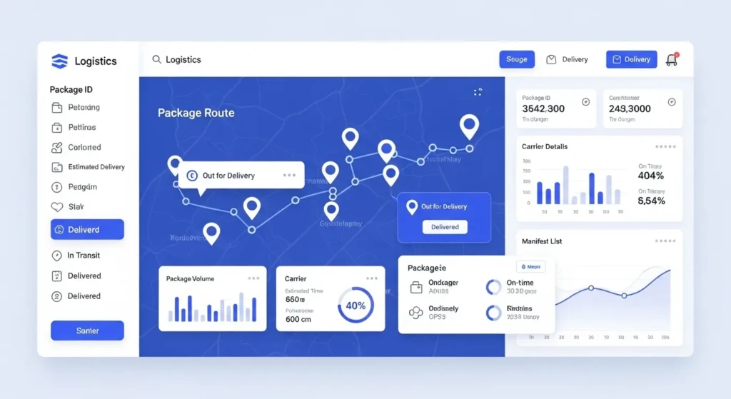 Rivigo courier tracking dashboard showing real-time package location and delivery status