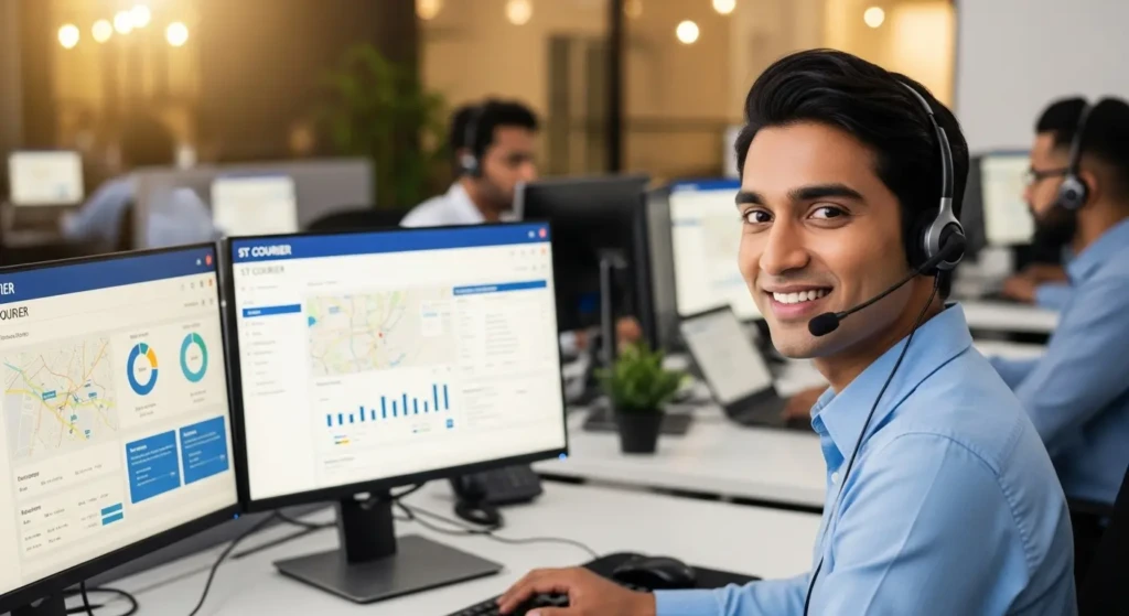 ST Courier customer service representative providing tracking support and assistance to customers
