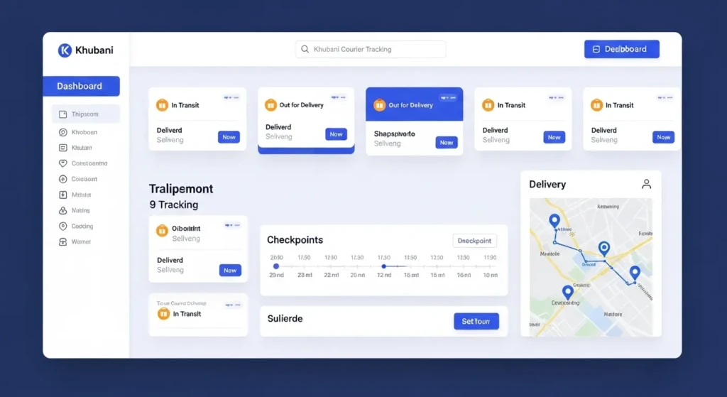 Khubani Courier real-time tracking dashboard showing shipment status and delivery timeline