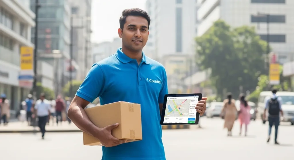 Sairaj International Courier tracking system with delivery professional and cargo aircraft